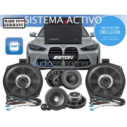 Instalación de kit de sistema de sonido para coche BMW ETON MOSCONI ACTIVE FRONT Y REAR - UPGRADE Audio Component BMW DSP