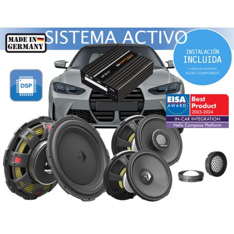 Instalación de kit de sistema de sonido para coche BMW HELIX COMPOSE I3 I5 MATCH UP 6DSP ACTIVE FRONT Y REAR