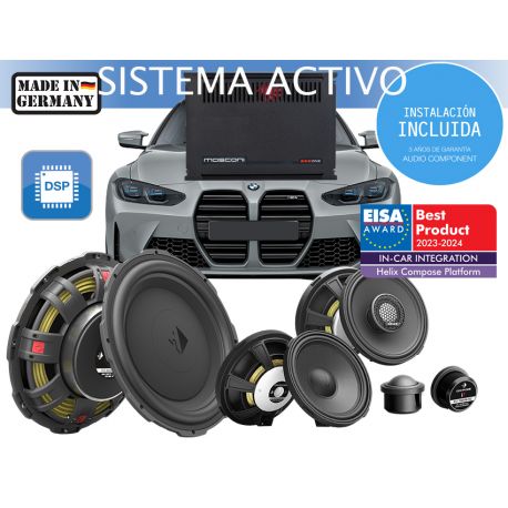 Instalación de kit de sistema de sonido para coche BMW HELIX COMPOSE I7 MOSCONI ACTIVE FRONT Y REAR - BMW DSP