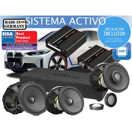Instalación de kit de sistema de sonido para coche BMW i4 BMW HELIX COMPOSE I3 I5 MATCH UP 8DSP ACTIVE FRONT, REAR Y SUB